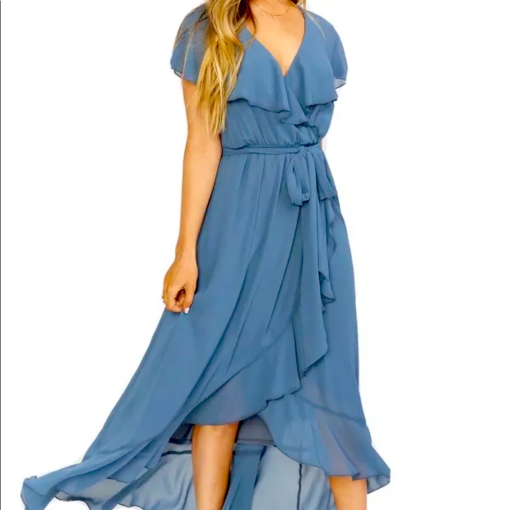 Showmeyourmumu Jess Ruffle Dress slate blue large